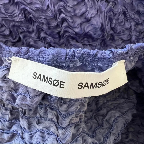 SAMSOE SAMSOE Bianca Crinkle Keyhole Mini Dress Periwinkle Blue Size Large - Picture 4 of 11